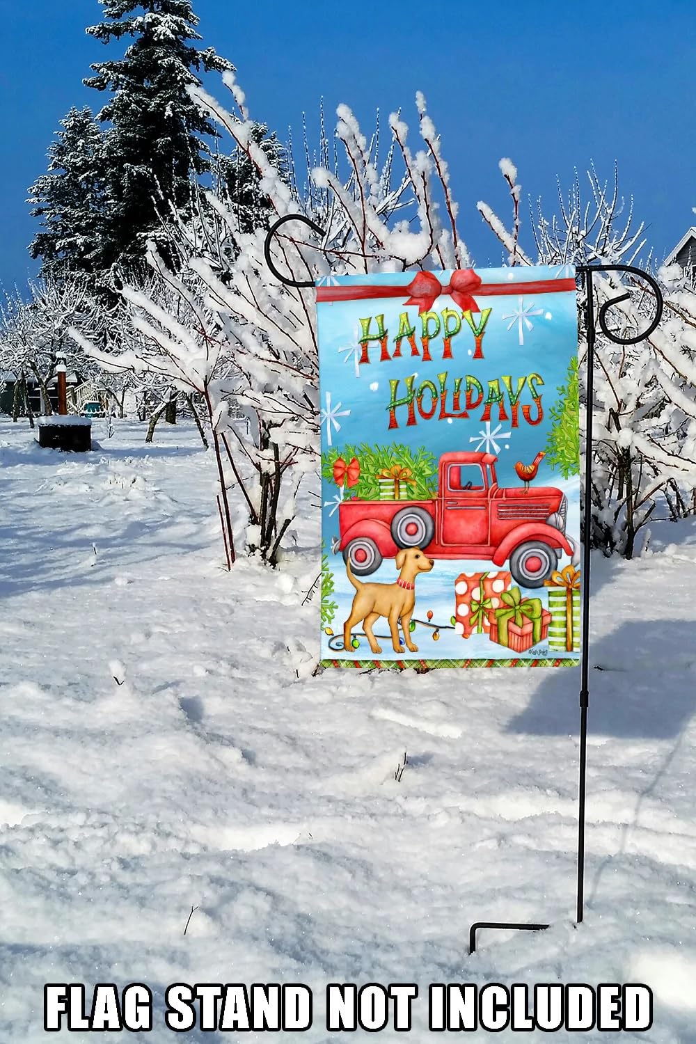 Toland Home Garden 12x18 Inch Double Sided Christmas Flag - Outdoor Holiday Yard Decoration with Happy Holidays Design - Perfect for Front Porch, Lawn, and Garden Seasonal Decor