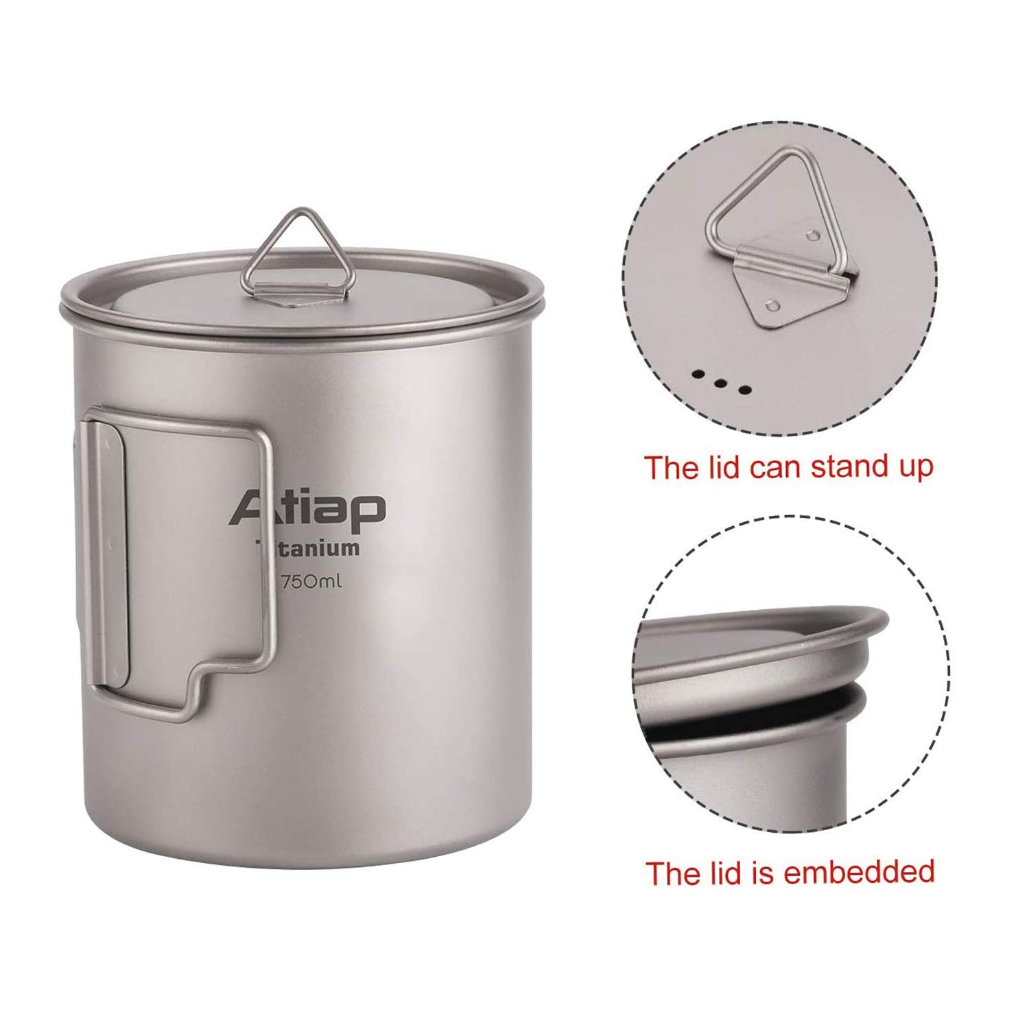 750ml Titanium Camping Pot with Lid & Foldable Handle - Ultralight Backpacking Cookware for Coffee, Cooking & Outdoor Adventures | Perfect for Hiking, Camping & Survival Gear
