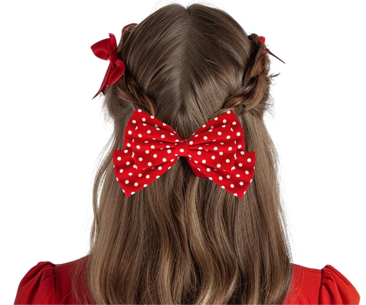 Polka Dot Bow Mouse Ears Hair Clips for Kids, Girls & Women - Cute Barrettes for Disney Theme Parks, Costume Parties & Everyday Wear - M3