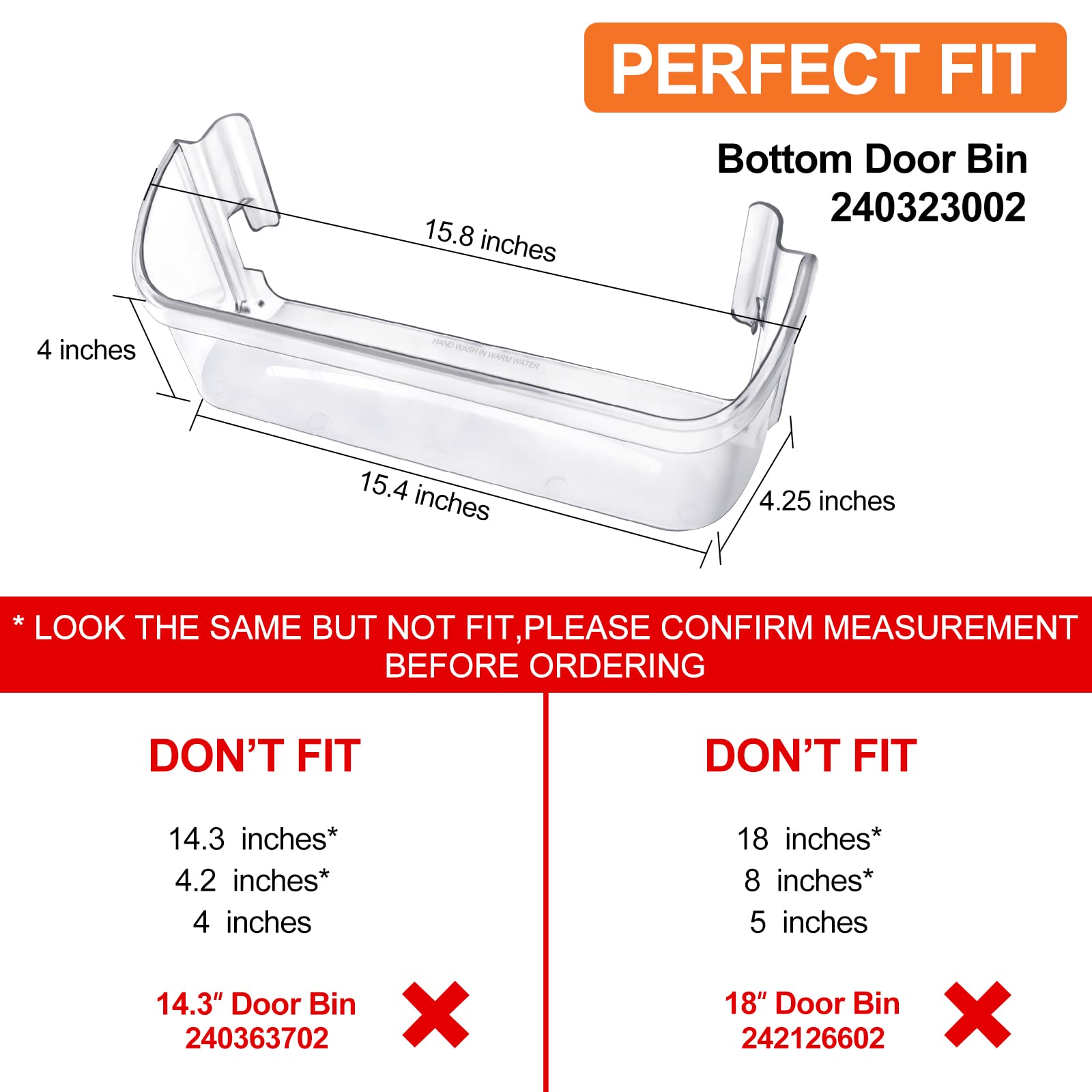 Electrolux Refrigerator Door Bin Shelf Replacement - Compatible with Bottom 2 Shelves (AP2115742, PS429725, AH429725, FGHS2631PF4A) - Perfect for Kitchen Organization & Food Storage
