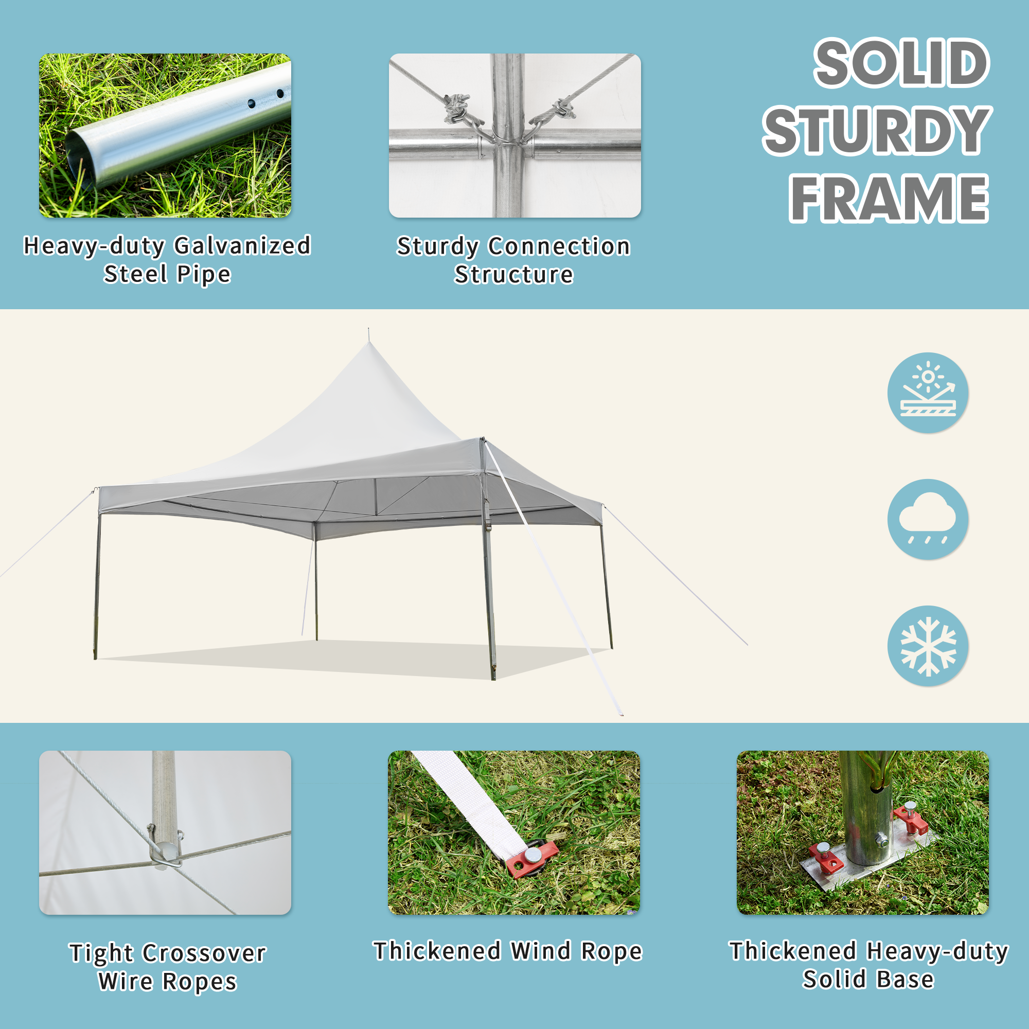 EROMMY 20x20 FT Heavy Duty Party Tent with Steel Frame - Perfect for Outdoor Weddings, Birthday Parties & Backyard Gatherings