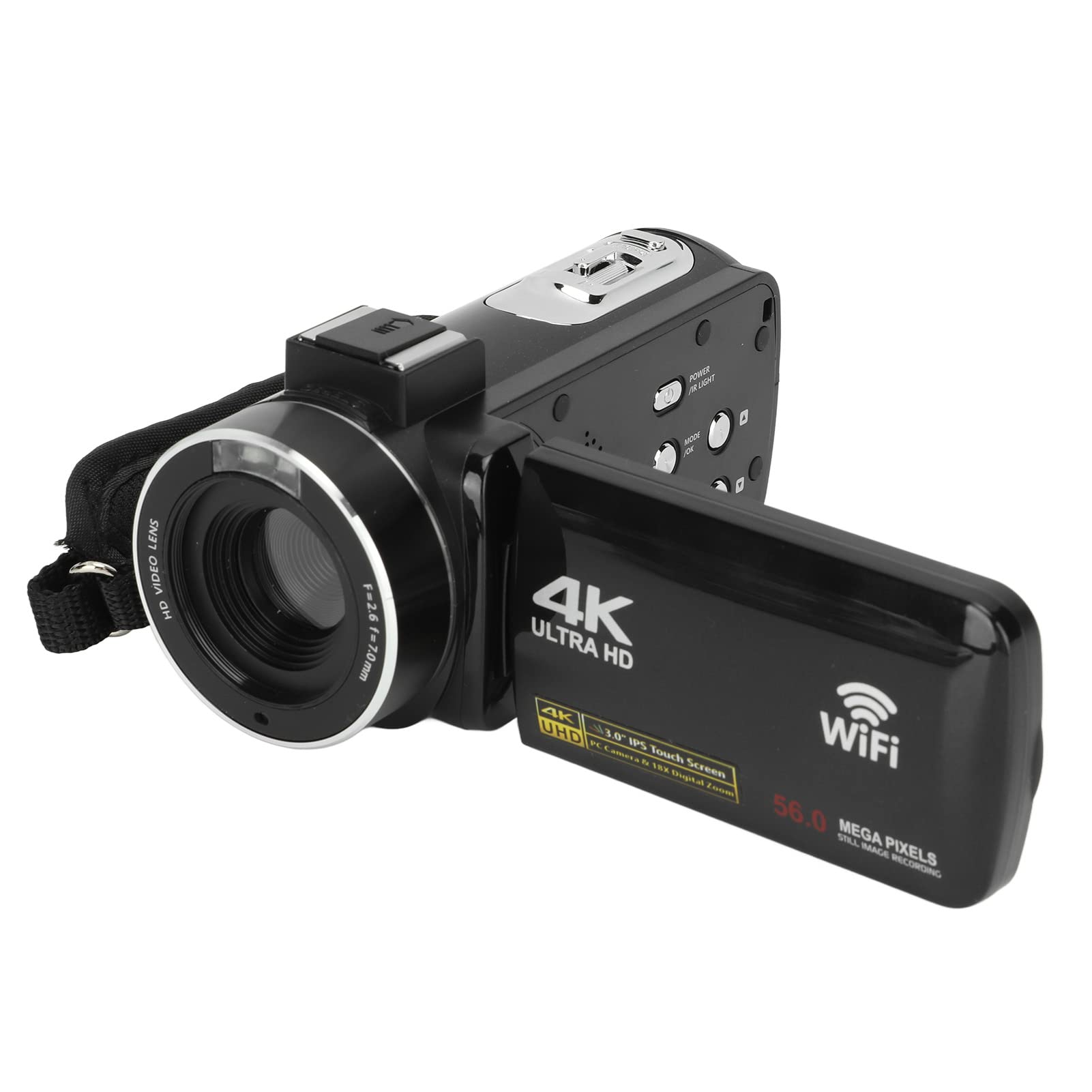 4K Video Camera Camcorder - 56MP Digital Camera with 18X Zoom, 3