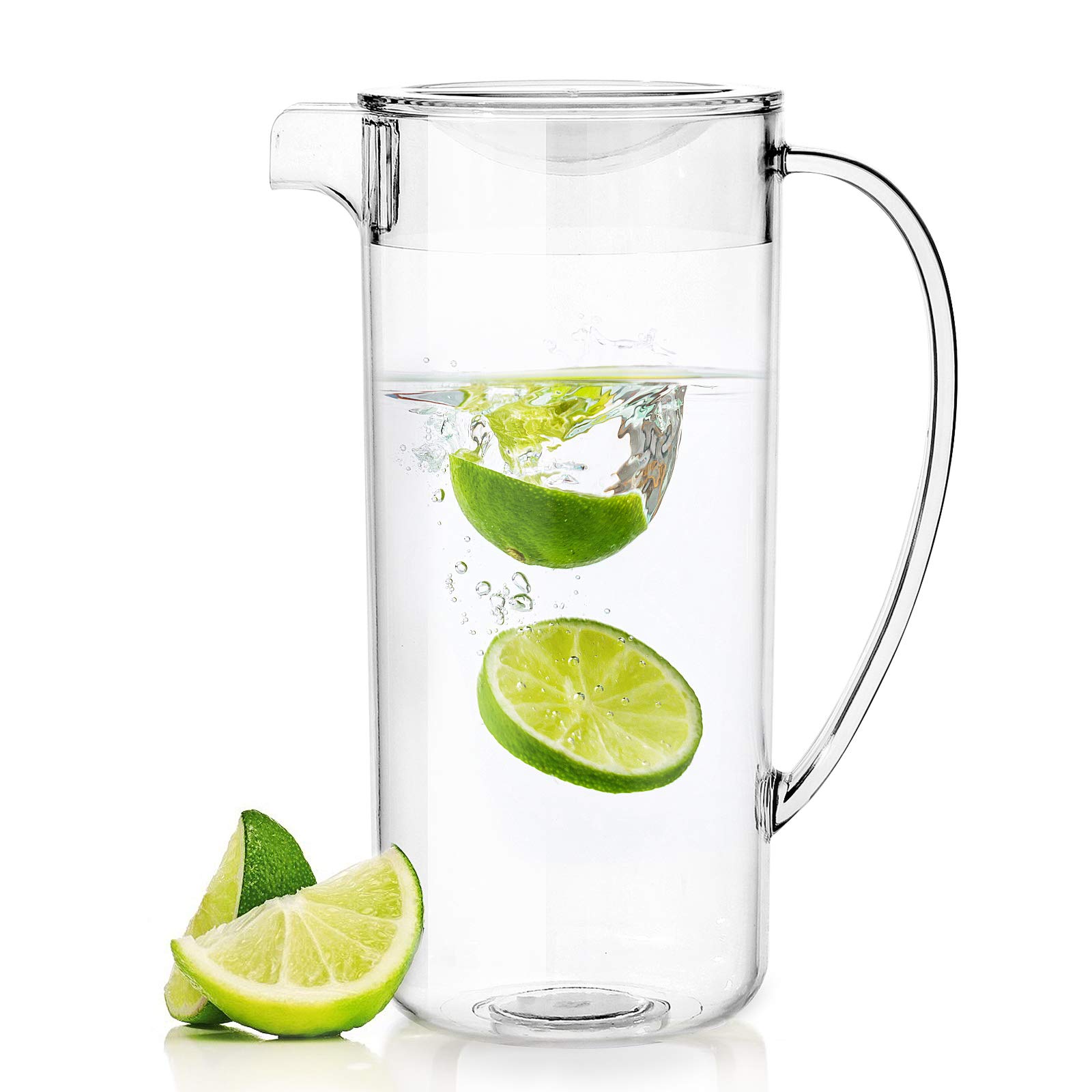Youngever 2 Quart Clear Plastic Pitcher with Lid - BPA Free Drink Dispenser for Iced Tea, Lemonade, Sangria & Cold Beverages - Perfect for Parties, BBQs & Outdoor Gatherings