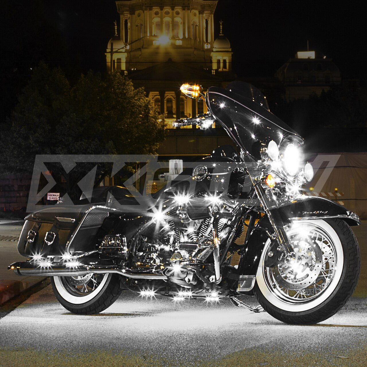Motorcycle LED Accent Light Kit - 10 Pods & 4 Strips with Remote Control | Single Color Custom Lighting for Cruisers, Choppers & Bikes | Perfect for Night Riding & Customization