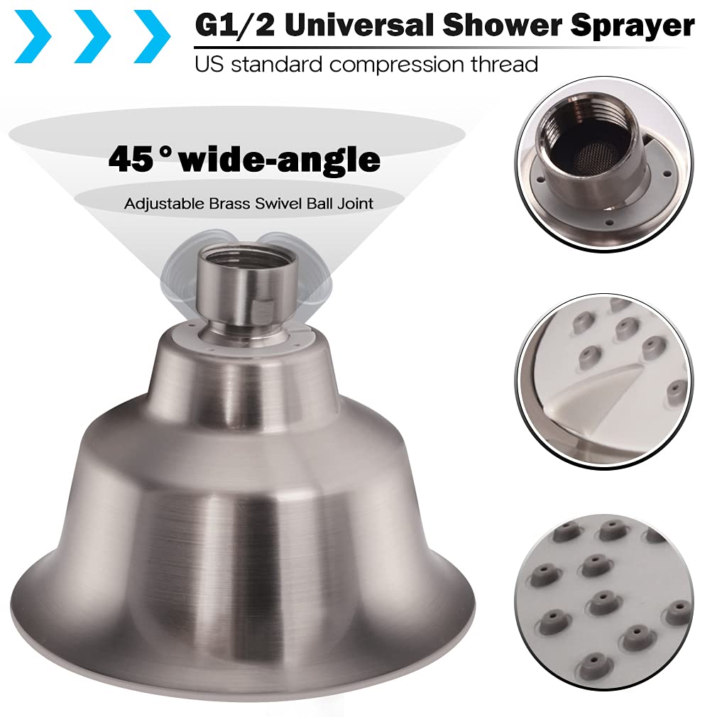 Double Shower Head with Shut-Off Valves - High Pressure 3 Function Sprayers in Brushed Nickel - Perfect for Bathing, Water Conservation & Spa-Like Experience