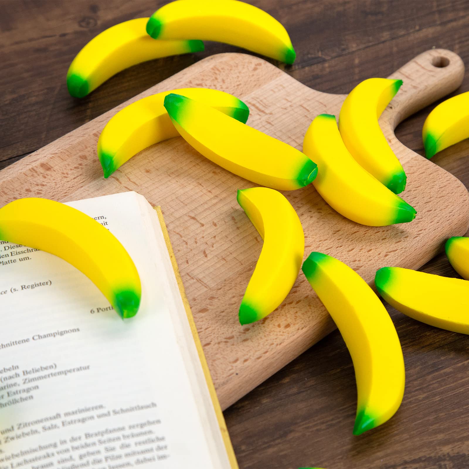LovesTown 15PCS Banana Stress Relief Toys - Mini Squeeze Fidget Toys for Kids & Adults, Perfect for Party Favors, Classroom Rewards & Anxiety Relief