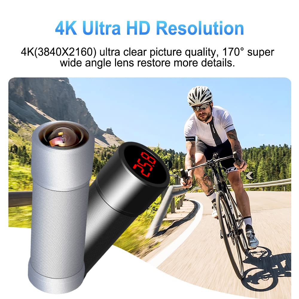 VSYSTO 4K Waterproof Bike Camera with WiFi & Temperature Sensor - 170° Wide Angle, G-Sensor, Loop Recording for Cycling Safety - Perfect for Mountain Biking, Commuting & Road Cycling Adventures