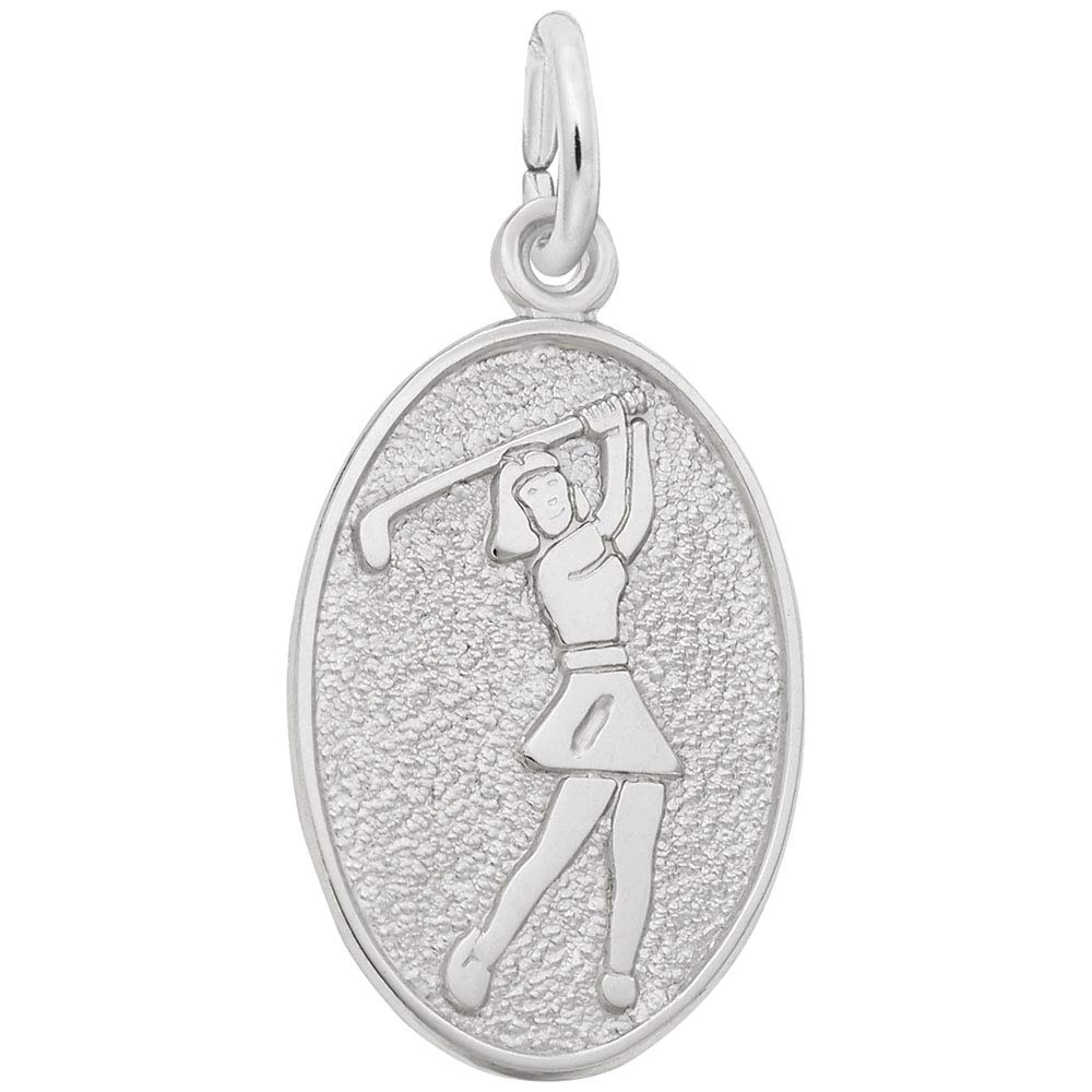 Rembrandt Female Golfer Charm Pendant - 14K Gold or Sterling Silver Jewelry Gift for Women - Perfect for Golf Enthusiasts & Sports Lovers (Great for Birthdays, Anniversaries and Golf Tournament Prizes)