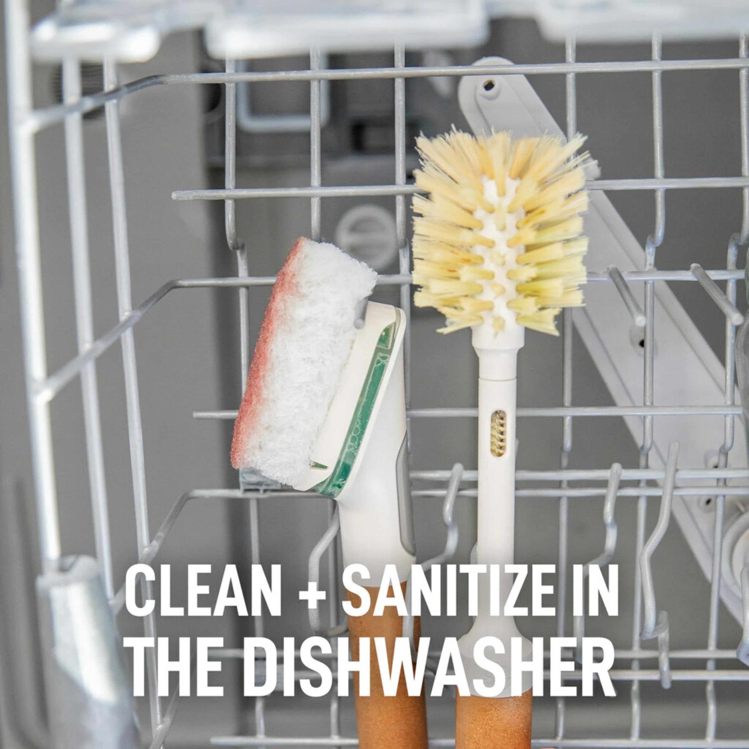 Scotch-Brite Greener Clean Bottle & Straw Brush Set - 2 Replaceable Brush Heads, Safe for Insulated Mugs, Water Bottles, Glassware, Food Processors & Blenders - Dishwasher Safe - Perfect for Cleaning Reusable Bottles, Baby Bottles, and Kitchen Appliances