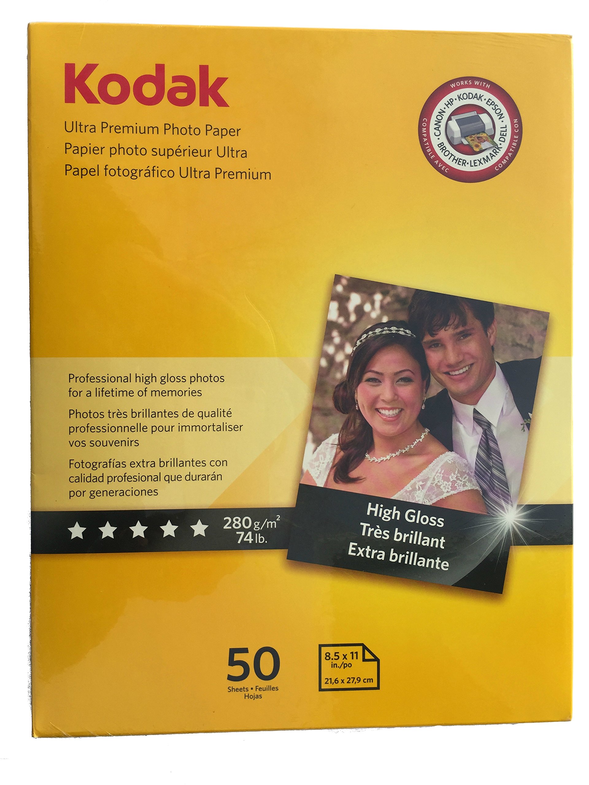 Kodak Ultra Premium High Gloss Photo Paper - 50 Sheets, 8.5 x 11 Inches - Ideal for Professional Prints, Photo Albums & Framed Pictures