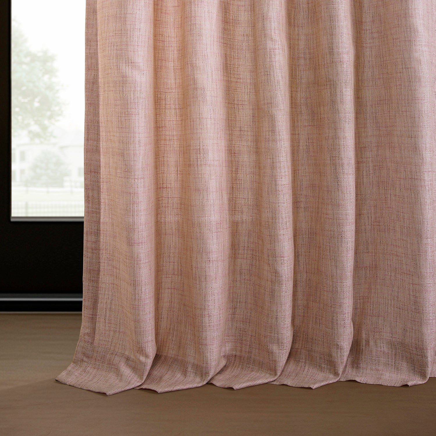 Pink Raw Linen Weave Light Filtering Curtains - Set of 2 Panels for Living Room, Bedroom & Nursery - Soft Natural Light & Privacy Window Treatment