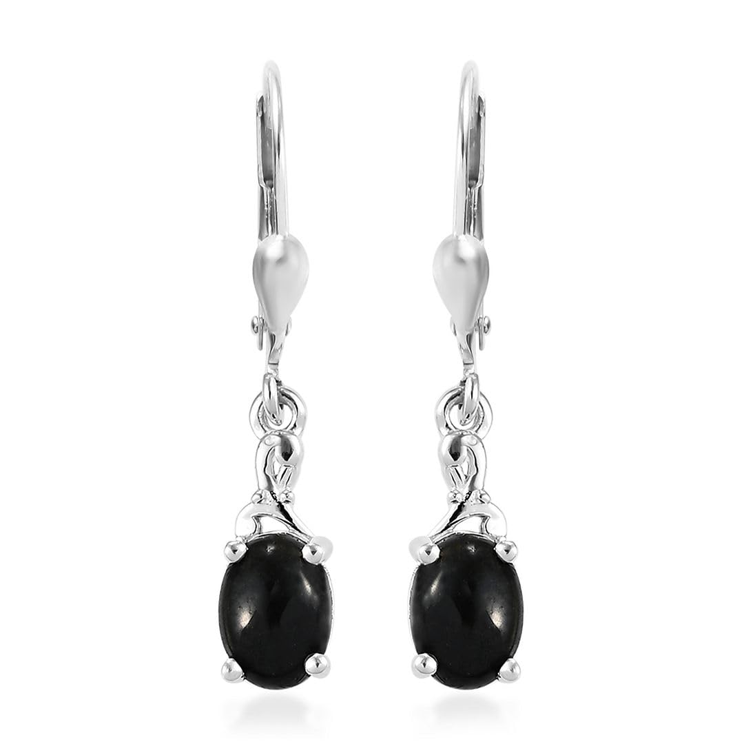 925 Sterling Silver Black Tourmaline Dangle Earrings for Women | Leverback Crystal Jewelry | Birthday Gift for Her | Perfect for Everyday Wear, Date Nights & Special Occasions