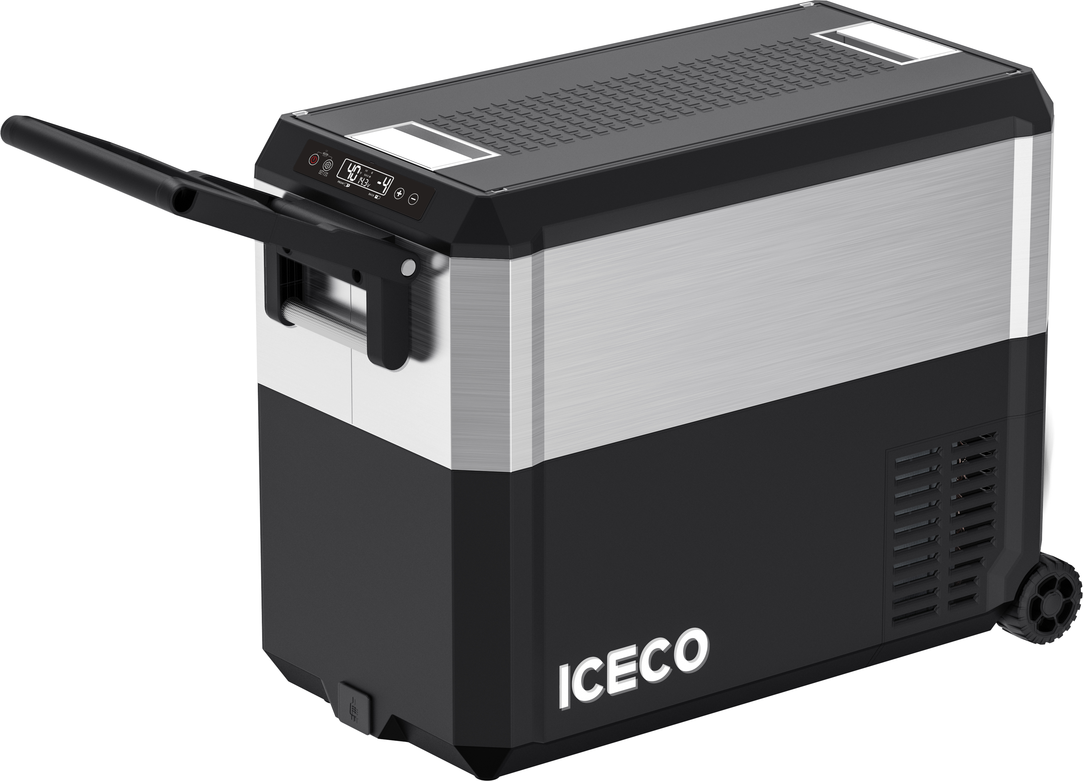 ICECO JP50 Pro 51QT Dual Zone Portable Car Refrigerator with Wheels and Cover - Perfect for Road Trips, Camping & Outdoor Adventures