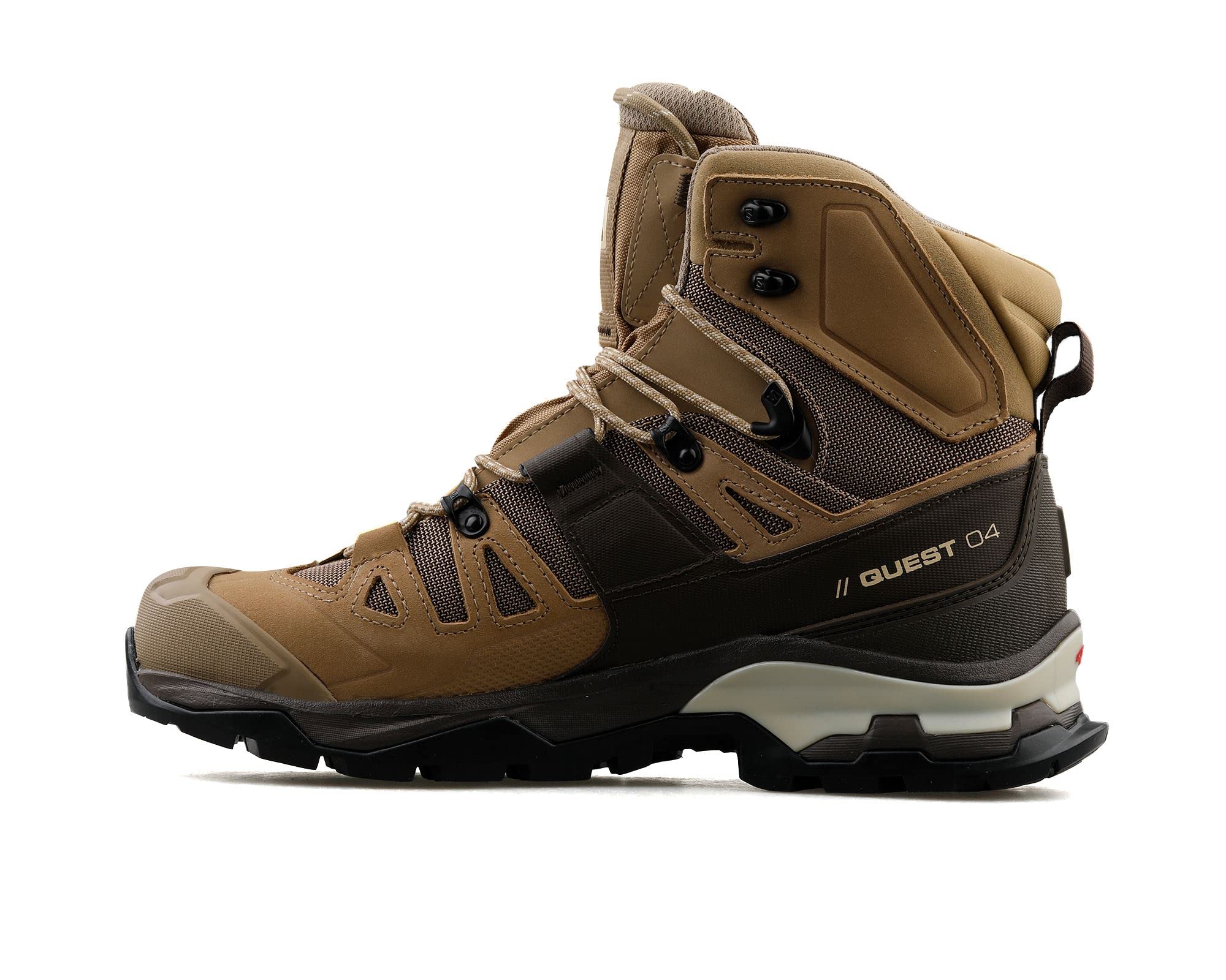 Salomon Quest 4 Gore-TEX Waterproof Hiking Boots for Men - Kelp/Wren/Bleached Sand - Size 8.5 | Durable Outdoor Trekking Shoes for Mountain Climbing & Trail Walking