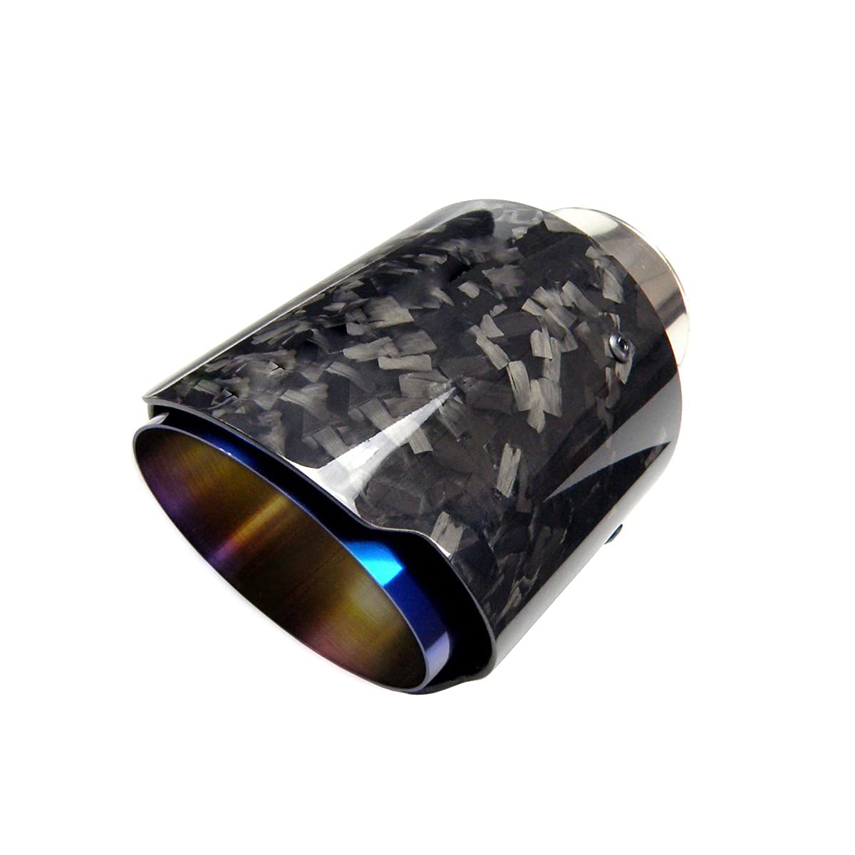 Forged Carbon Fiber Exhaust Muffler Tips with Blue Burnt 304 Stainless Steel Tailpipe for Carmon Car - Upgrade Your Vehicle's Performance & Style for Street Racing & Car Shows