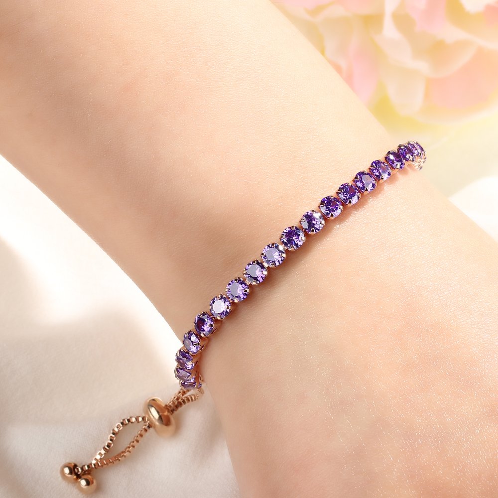 Baoqin Cubic Zirconia Adjustable Bolo Bracelet for Women - Elegant Wedding Engagement Gift Jewelry for Her - Perfect for Anniversary, Birthday & Special Occasions