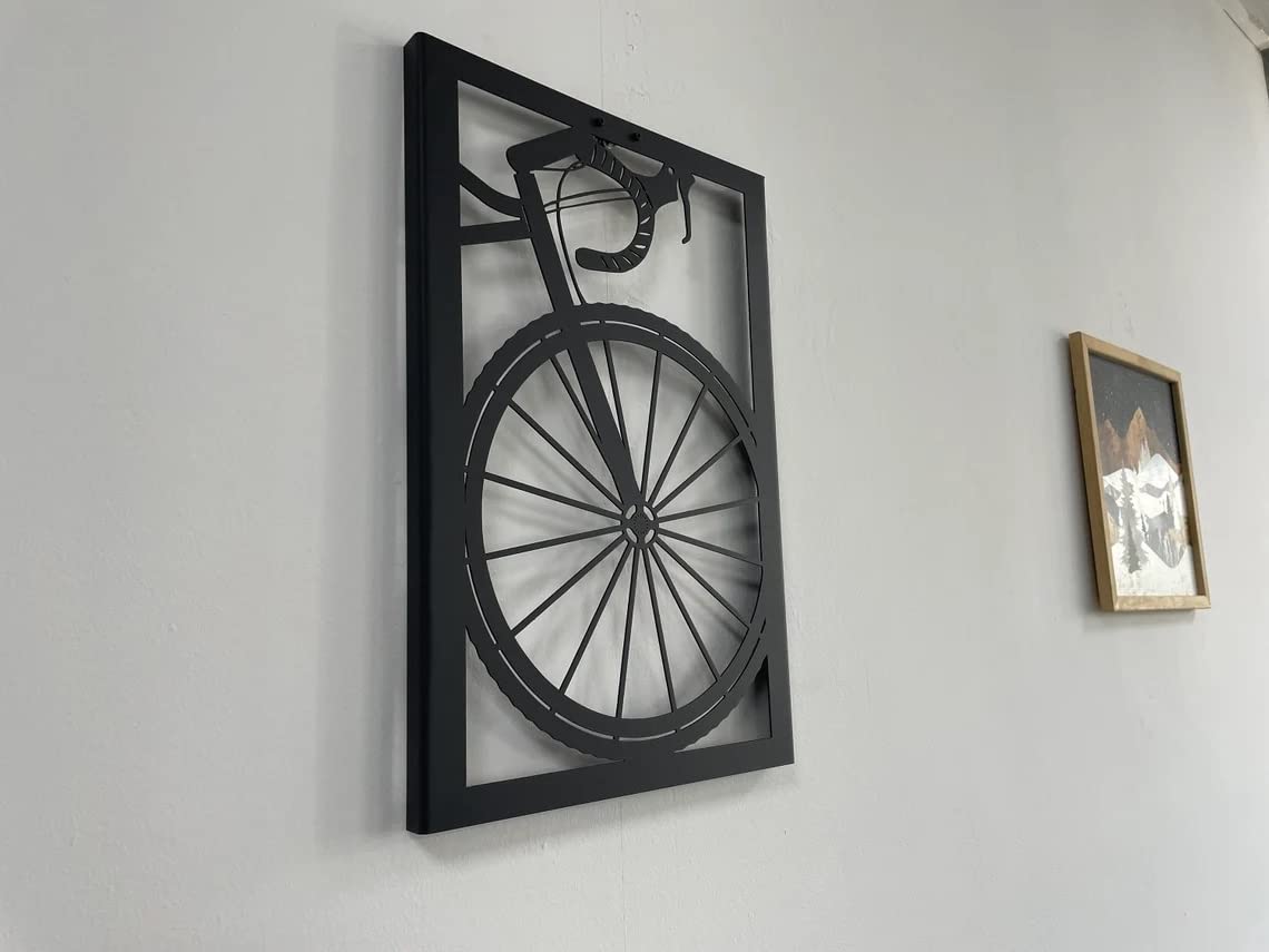 DEKADRON Metal Wall Art - Handcrafted Bicycle Wall Decor for Living Room, Bedroom & Office - Modern Bike Art Metal Sign (28