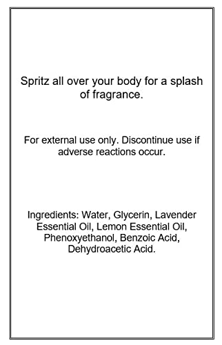 Lemon Lavender Essential Oil Body Spray - 4oz Natural Perfume for Women & Men | Long Lasting Light Fragrance, Gentle Cologne Mist | Perfect for Aromatherapy, Relaxation & Daily Freshness