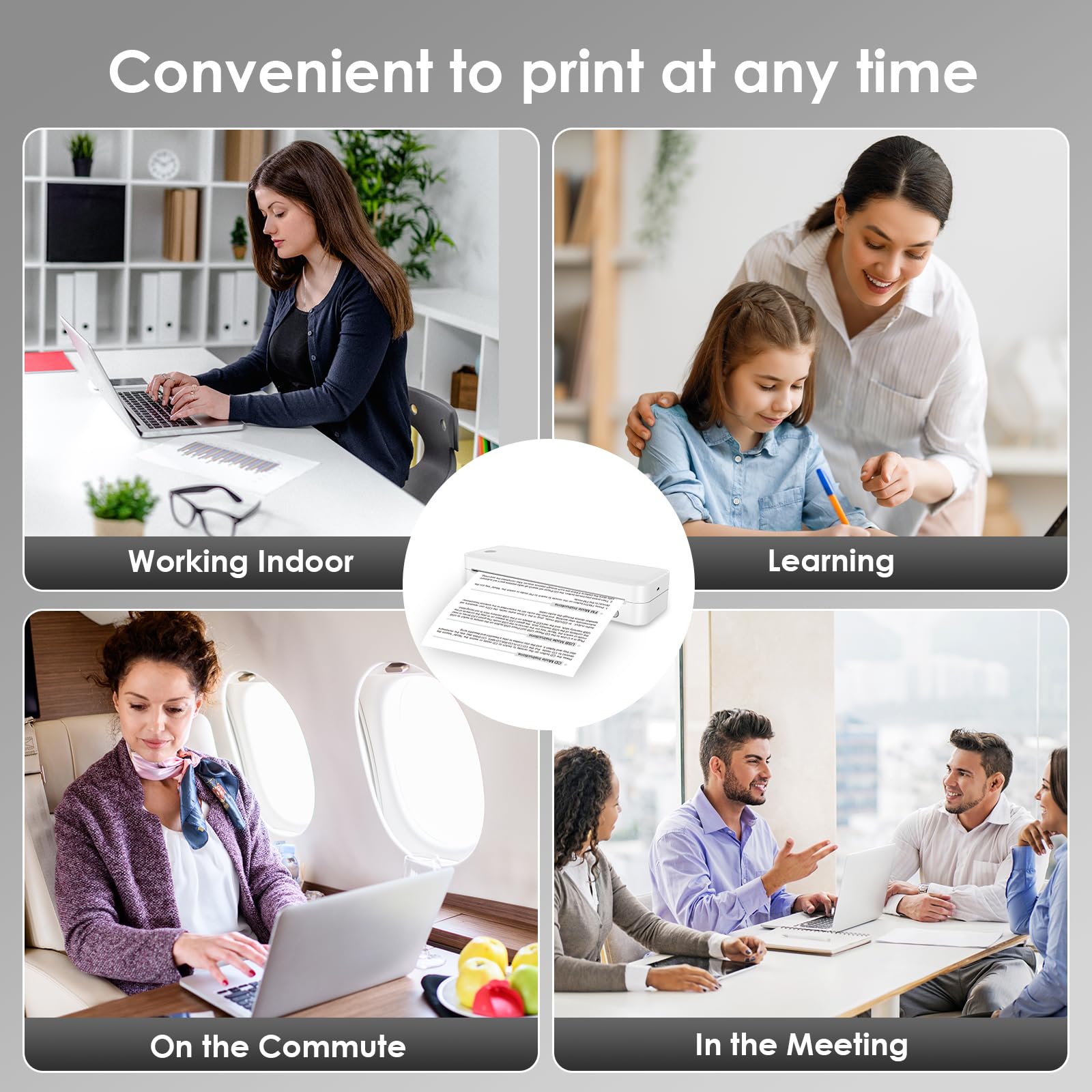 LVCDODVD Wireless Thermal Printer - Portable Bluetooth Printer for Smartphone, Tablet & Laptop | Supports Roll Paper & Fanfold Paper in Multiple Sizes | Ideal for Travel, Receipt Printing, Label Making & Mobile Business