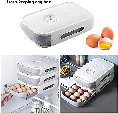 COSKIRA Refrigerator Egg Storage Container - Small Drawer-Style Organizer with Lid for Kitchen, Home & Pantry - Perfect for Eggs, Dumplings & Fresh Produce