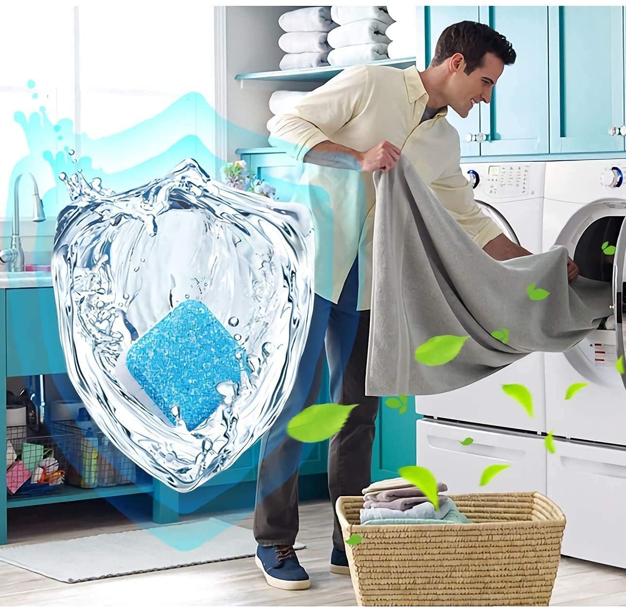 ARABEX™ Washing Machine Cleaner Descaler 12 Pack - Deep Cleaning Tablets for HE Front Load & Top Load Washers, Removes Odor & Mold, Safe for All Machines - Perfect for Monthly Maintenance & Laundry Freshness