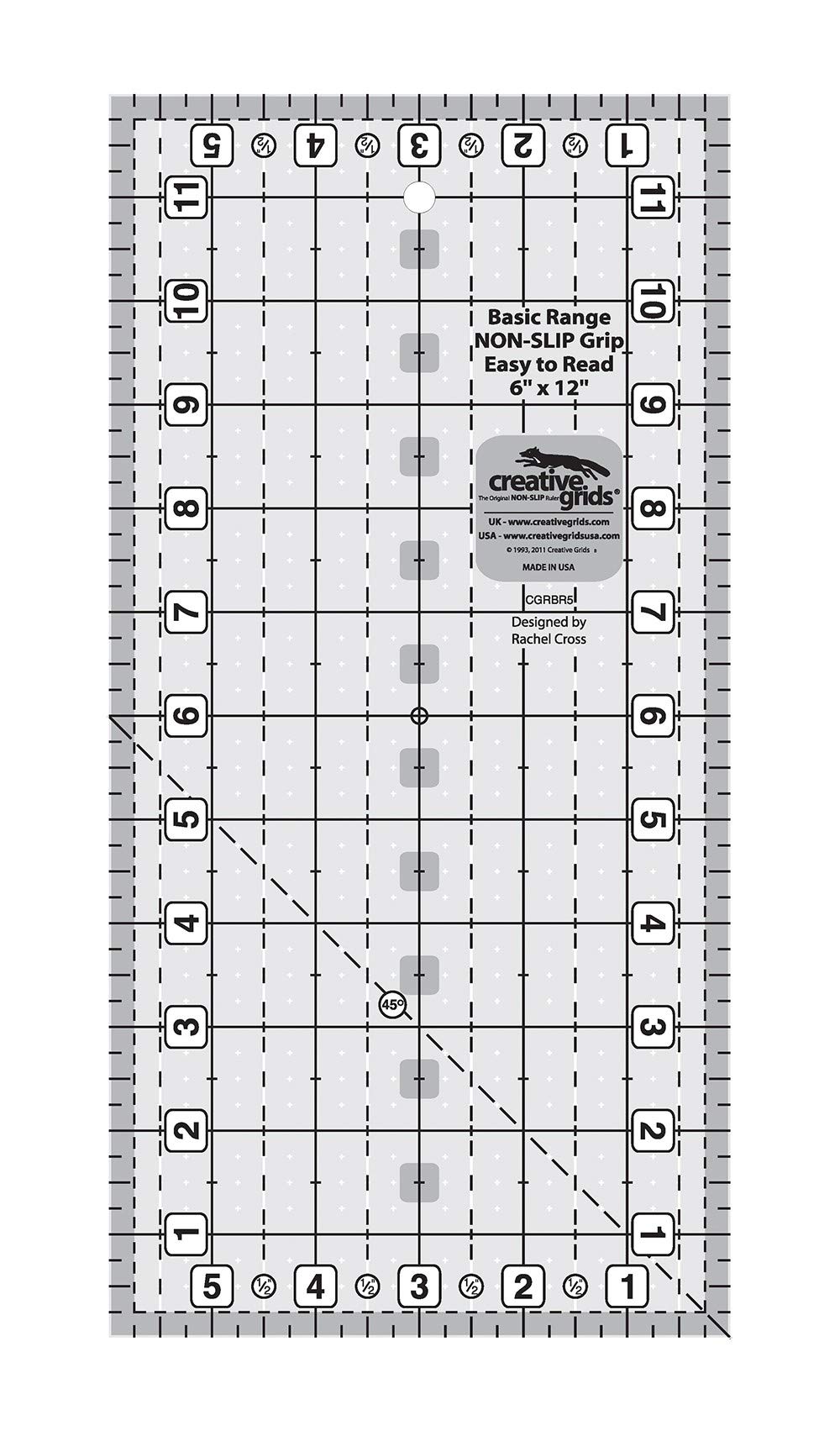 Creative Grids 6in x 12in Rectangle Quilt Ruler - Non-Slip Quilting Ruler for Precise Cutting, Sewing & Patchwork - Perfect for Quilting, Crafting & DIY Projects