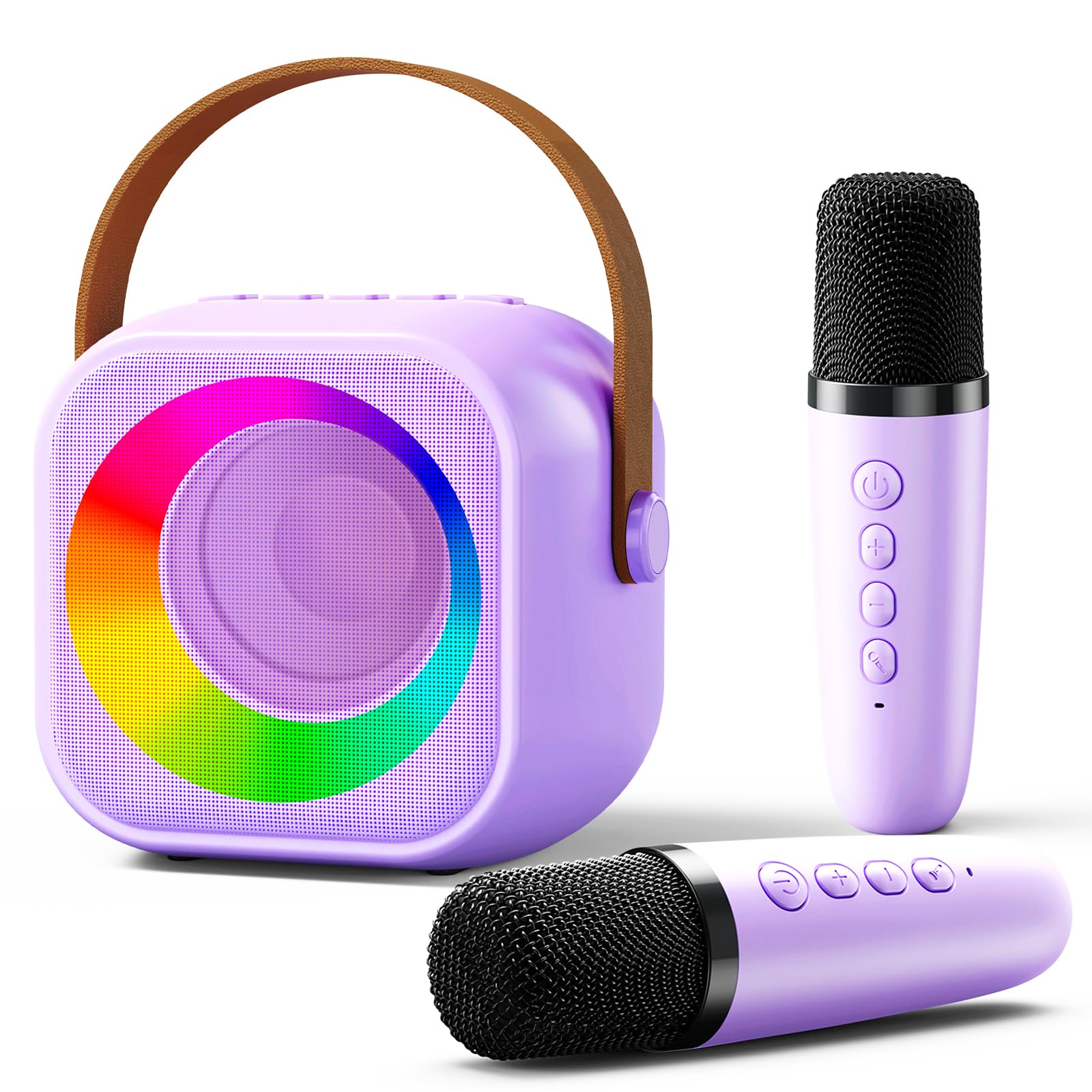 Portable Bluetooth Karaoke Microphone Speaker for Kids - Mini Singing Machine with 2 Wireless Mics, Easter & Birthday Gift for Girls Ages 4-10 | Home Parties, Travel Entertainment, Family Fun