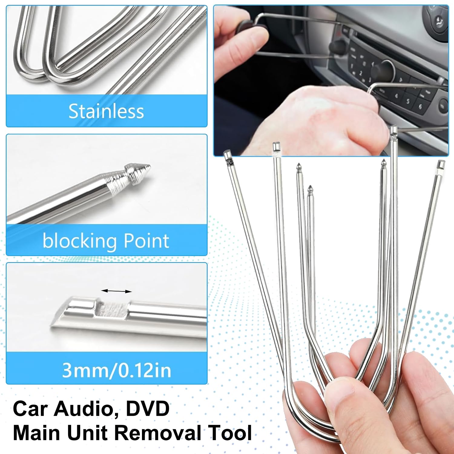 4PCS Universal Car Radio Stereo Removal Tool Kit - U & V Shape Keys for Easy Radio Extraction, Dash Access & DIY Repair | Perfect for Car Audio Installation, Maintenance & Head Unit Replacement