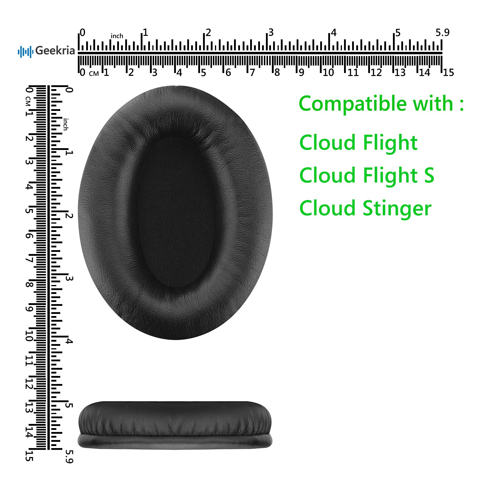 Geekria QuickFit Replacement Ear Pads for HyperX Cloud Flight, Cloud Flight S, Cloud Stinger Gaming Headphones - Soft Memory Foam Cushions, Breathable Earpads, Durable Ear Cups Cover (Black) - Perfect for PC, PS4, Xbox Gaming & Long Wear Comfort