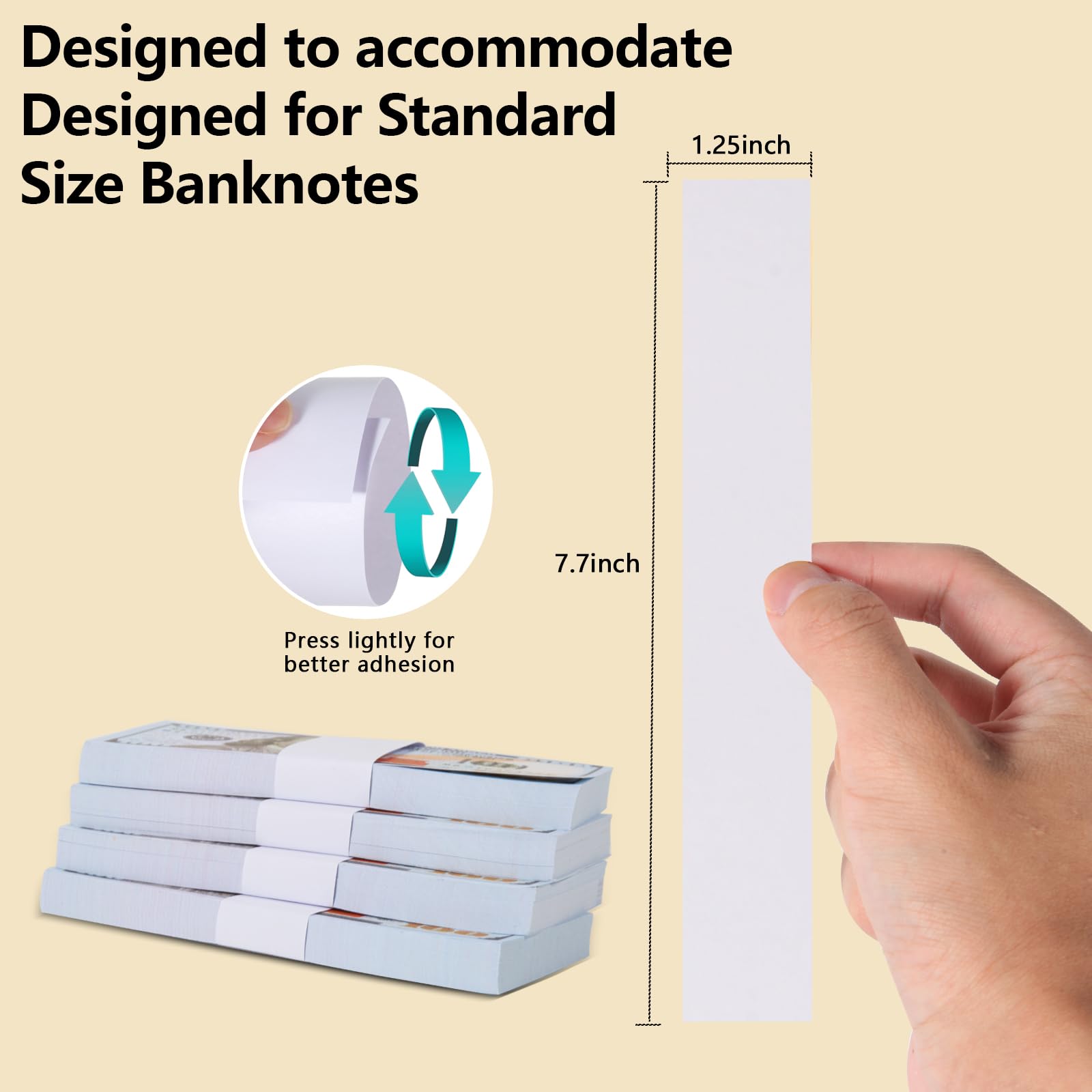 Germiwipe Money Bands - 450 Pack Blank White Self-Adhesive Currency Straps | Bill Wrappers & Cash Bands for Organizing Cash (CB-W450) | Perfect for Banks, Retail Stores & Home Use