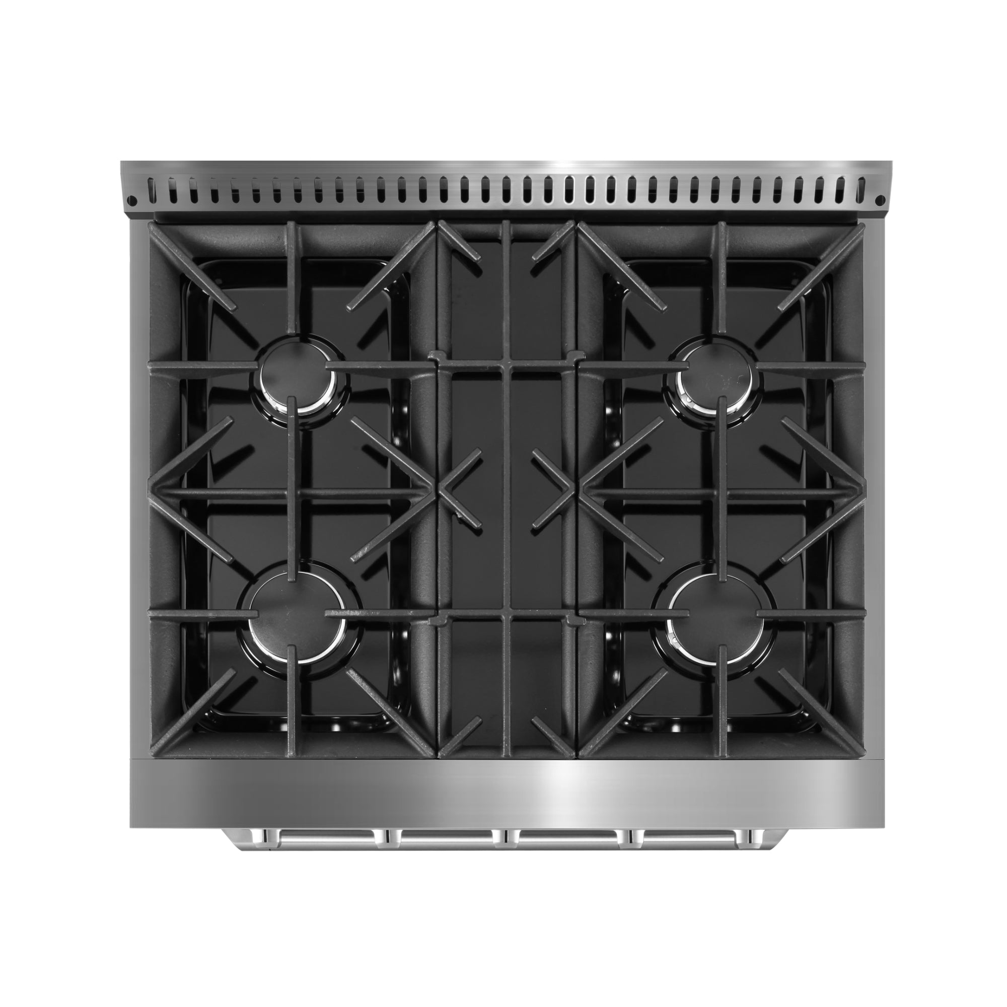 Ancona 30 Inch 4.2 cu ft Stainless Steel Gas Range with 4 Burners, Convection Oven & Black Door - Perfect for Home Kitchen Cooking, Baking & Entertaining