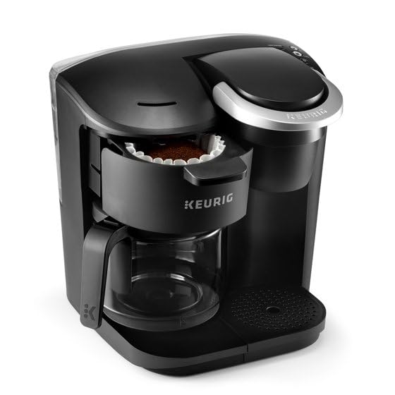 Keurig K-Duo Essentials Black Single-Serve & Carafe Coffee Maker - Brews K-Cup Pods & Full Pot - Perfect for Home, Office & Entertaining