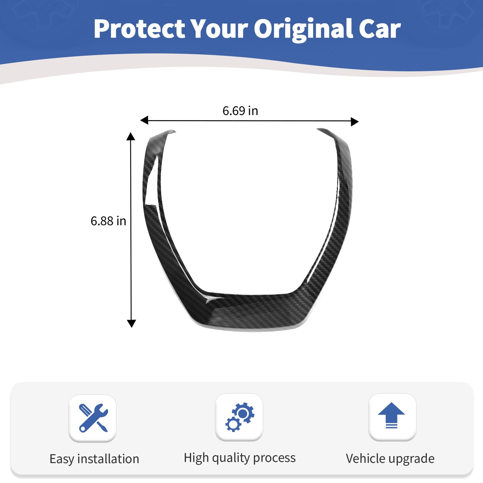 Carbon Fiber Steering Wheel Trim Panel Bezel for Ford F150 2015-2020 | Black ABS Interior Accessories | Upgrade Your Truck's Interior Style & Protection