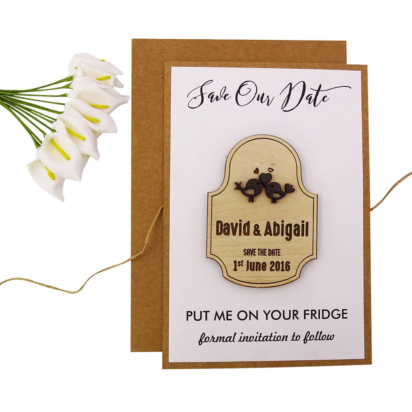 Personalized Rustic Wooden Save The Date Magnets - Engraved Wedding Announcement Cards - 50 Custom Wedding Invitation Magnets for Rustic Weddings, Bridal Showers & Anniversary Celebrations