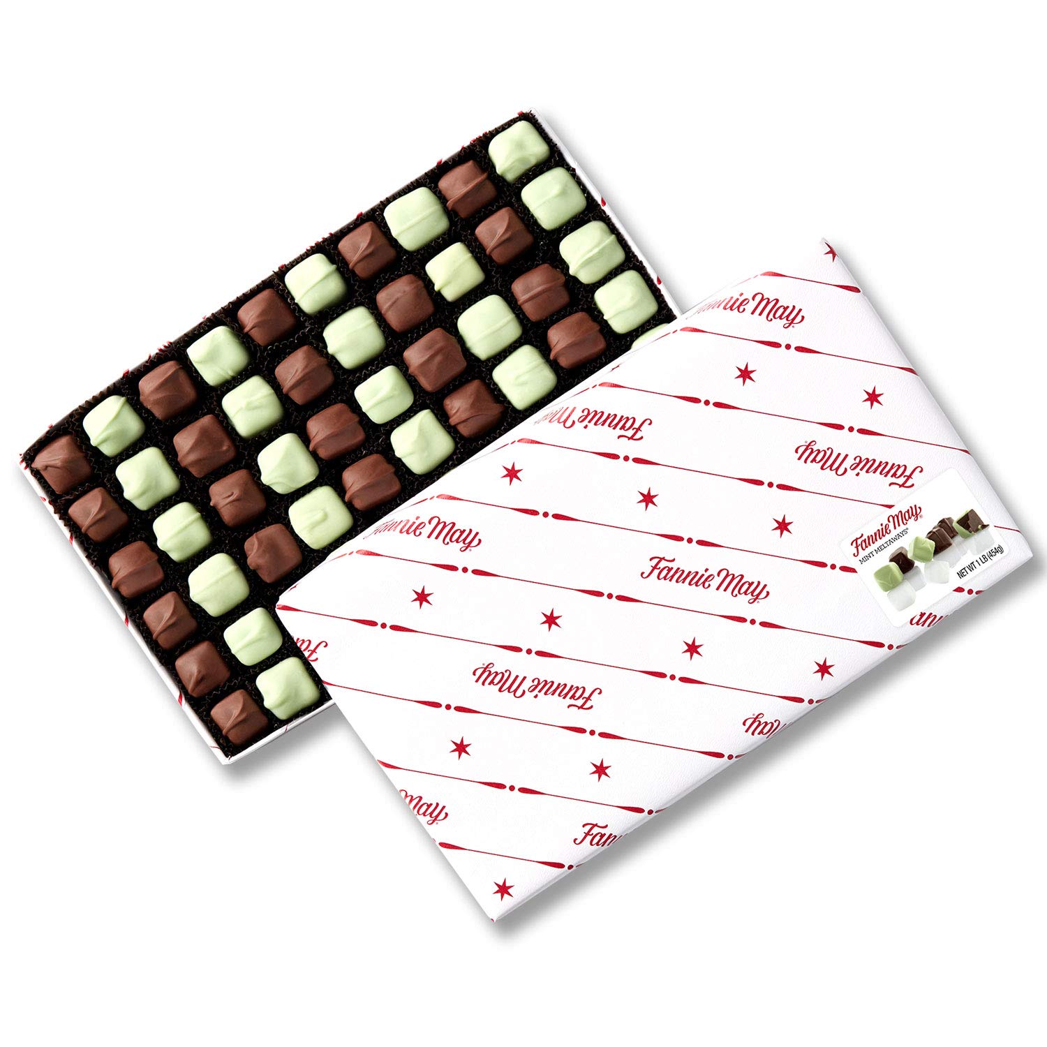 Fannie May Mint Meltaways - Delicious Milk Chocolate & Pastel Candy with Mint Chocolate Center - 1 lb Chocolate Gift Box - Perfect for Holidays, Birthdays & Corporate Gifts