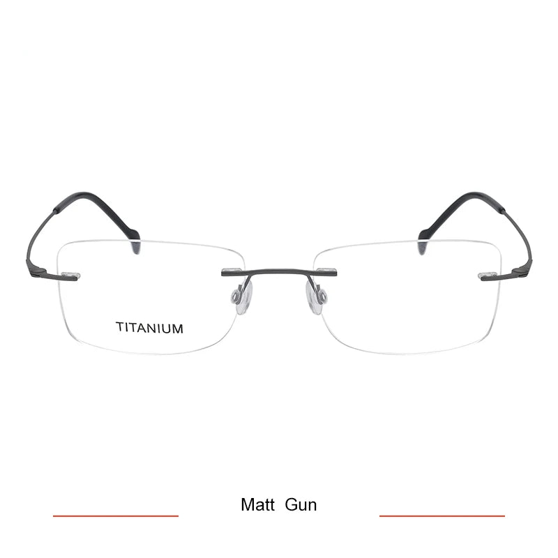 Brightzone Unisex Rimless Rectangle Titanium Eyeglasses Frame 71608 - Lightweight & Durable for Work, Reading & Everyday Wear