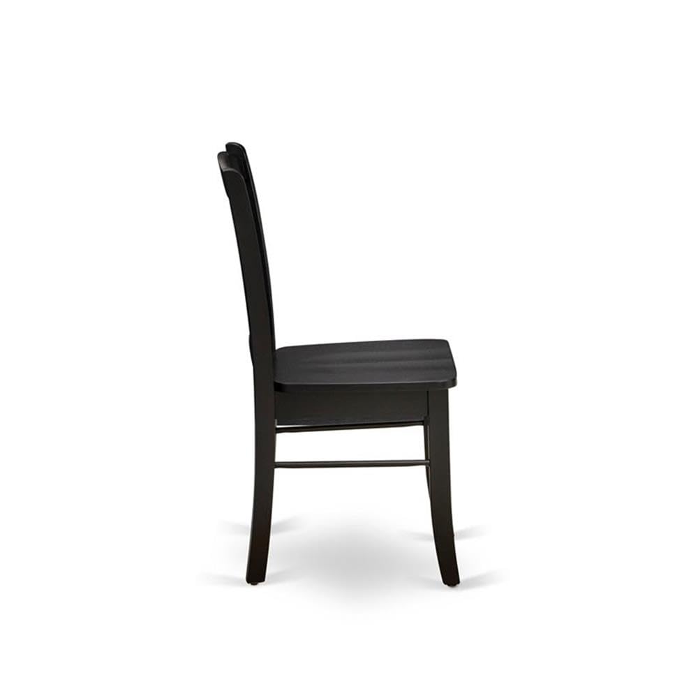 East West Furniture SHDL3-BLK-W 3-Piece Round Dining Table Set with Pedestal Base & 2 Chairs, 42x42 Inch, Black - Perfect for Small Spaces, Apartments & Cozy Kitchens