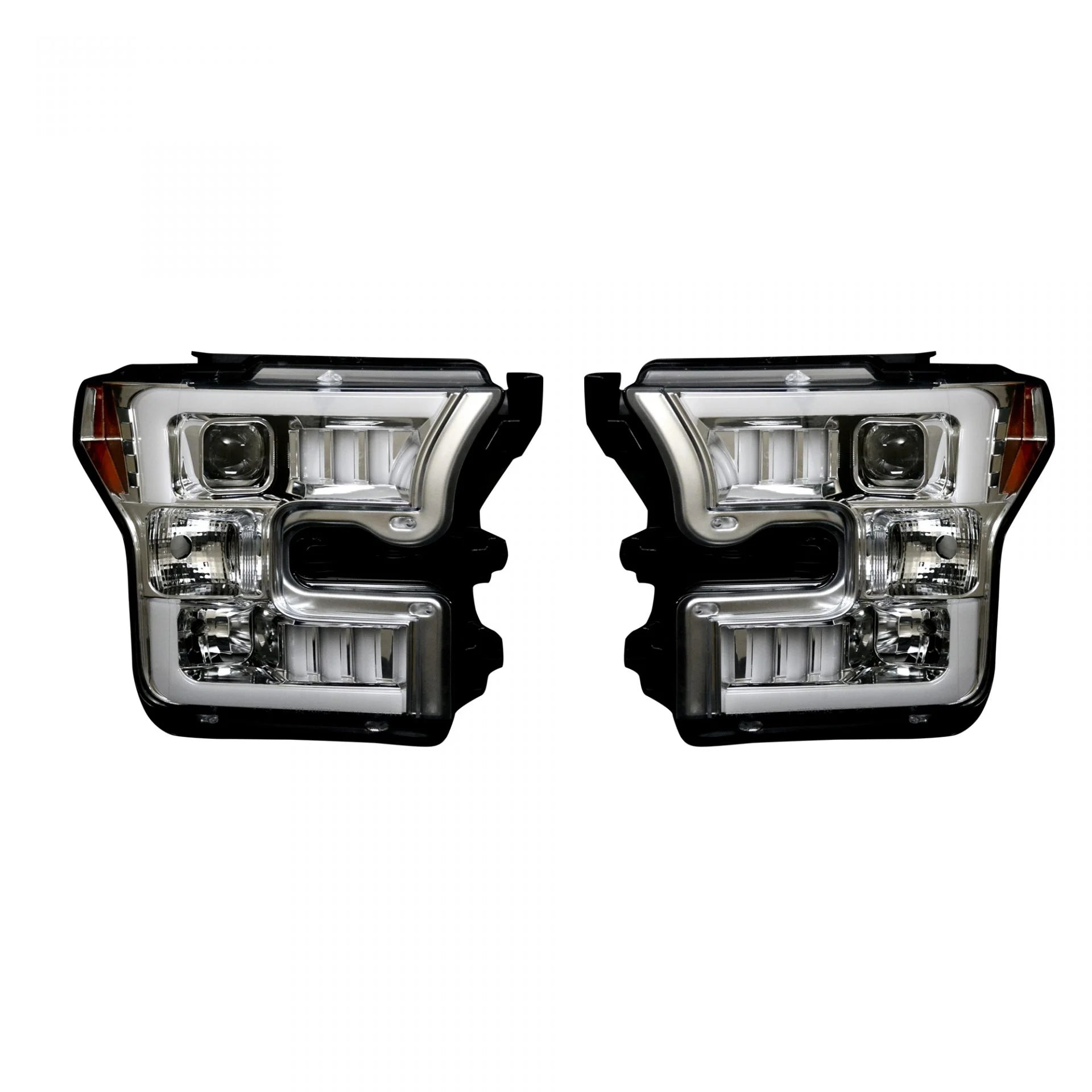 Ford F150 2015-2017 6K LED Projector Headlights with LED Turn Signals - Clear/Chrome Style for Enhanced Night Driving & Off-Road Visibility