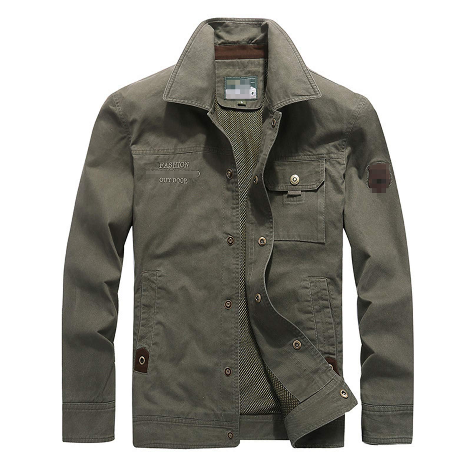 Men's Military Jacket - Spring & Autumn Cotton Washed Bomber Jacket with Cargo Pockets | Windproof Flight Coat for Outdoor Activities, Travel & Casual Wear
