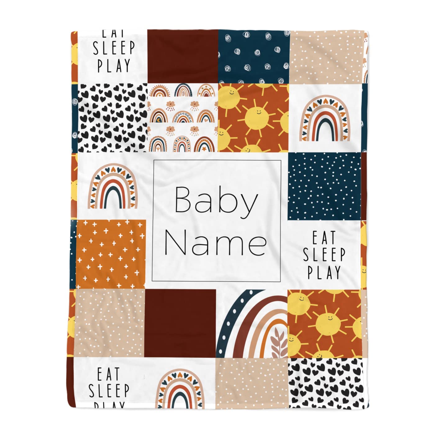 Personalized Rainbow Baby Blanket - Soft Square Cotton Blanket for Newborns, Infants & Toddlers - Boho Chic Nursery Decor, Baby Shower Gift, Photo Prop & Cuddle Blanket for Girls & Boys