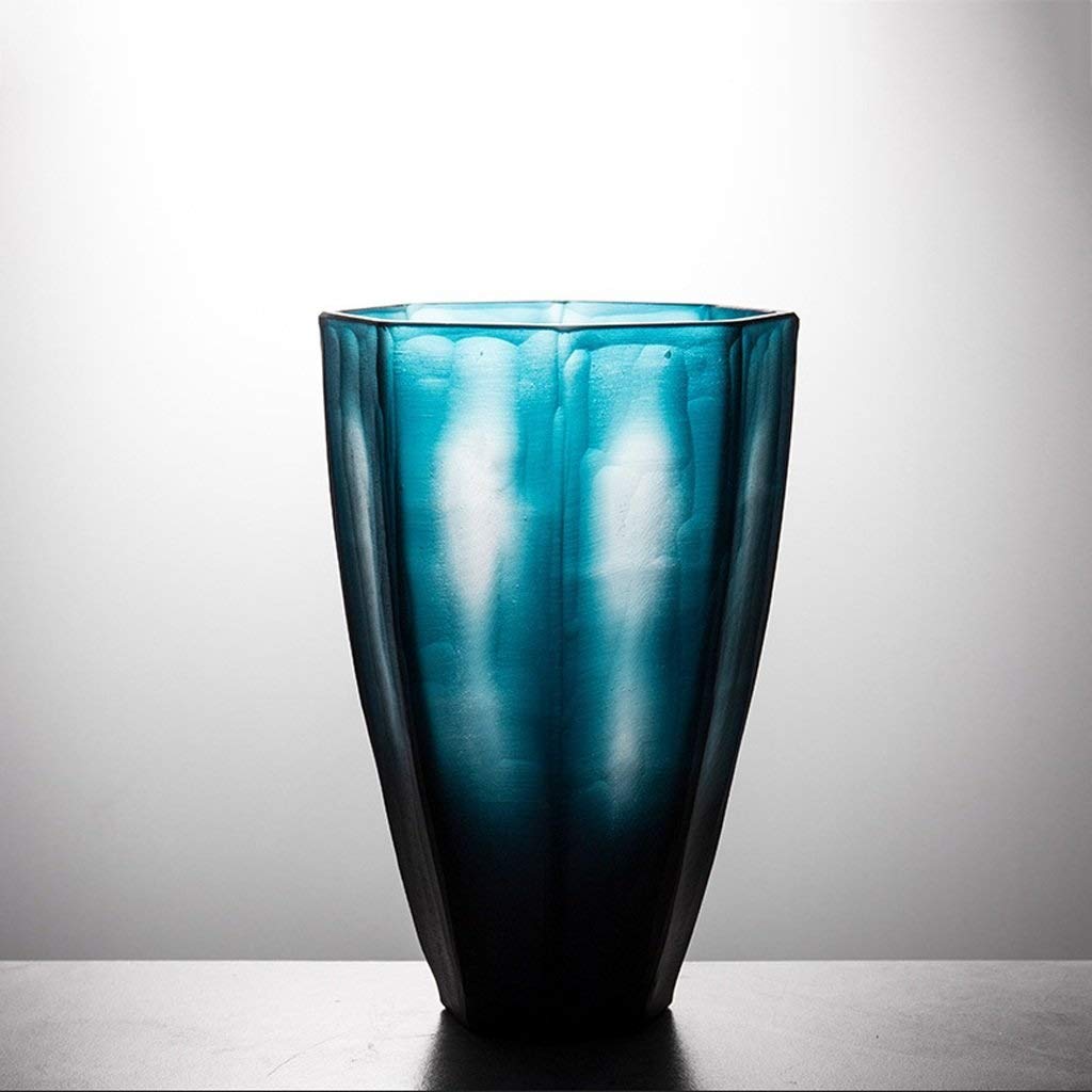 GPPZM Mid Century Modern Ceramic Flower Vase with Rivet Design - Blue Home Decor for Living Room, Bedroom & Office