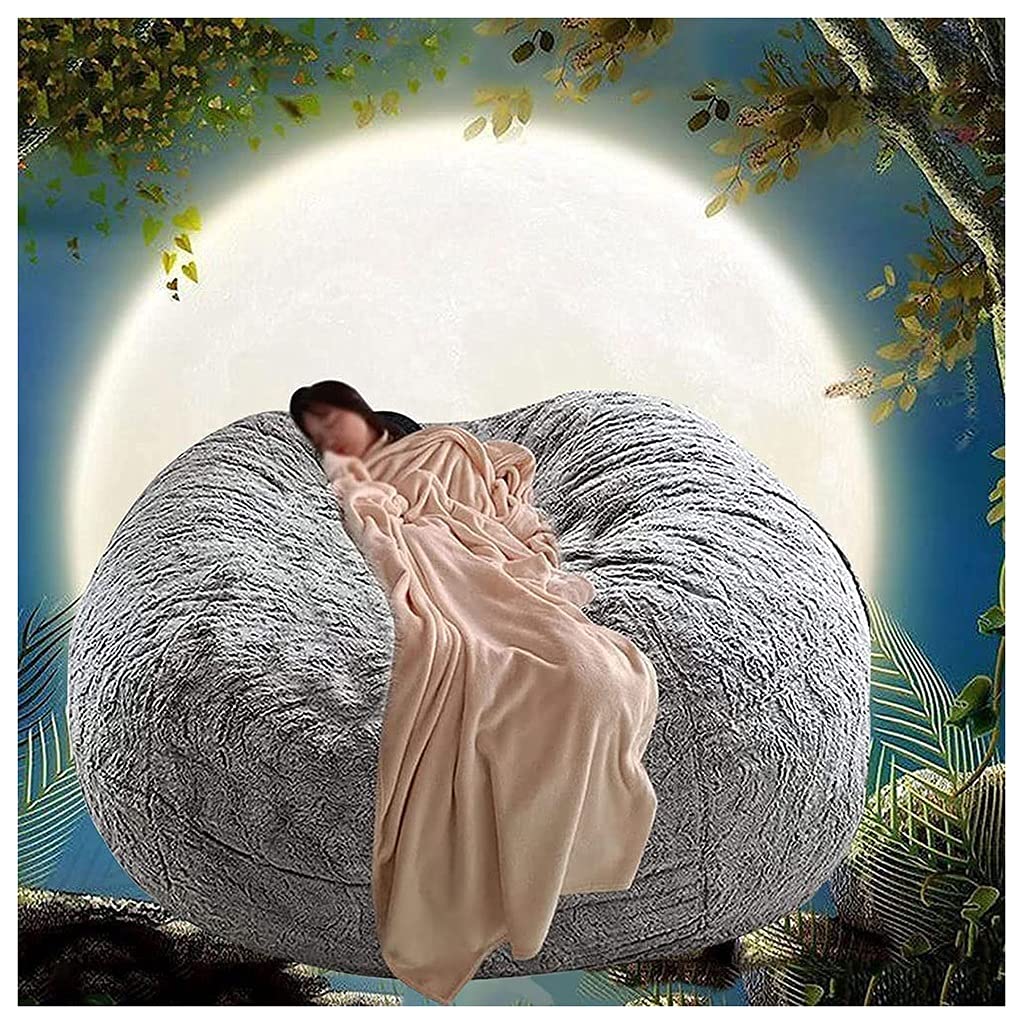 WXQY Stuffed Animal Storage Bag - No Filler Zippered Bean Bag Cover for Kids & Adults (Blue/Pink) - Giant Fluffy Fur Beanbag Cover for Living Room Furniture - Round Soft Lazy Sofa Bed Cover - Perfect for Playrooms, Dorm Rooms & Cozy Home Decor