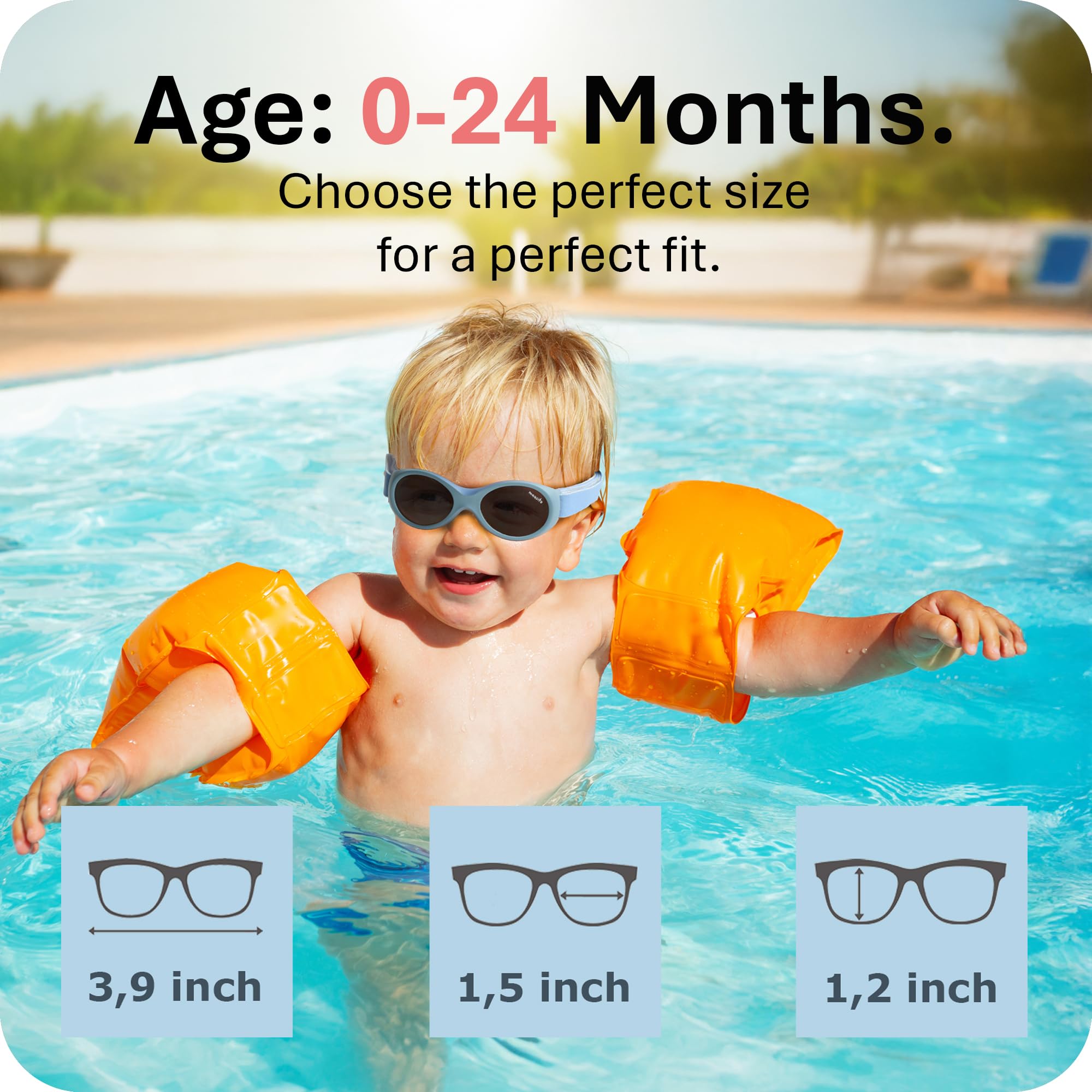Mausito Baby Sunglasses for 0-24 Months | Flexible BPA-Free Infant Sunglasses with Adjustable Strap | 100% UV Protection | Perfect for Beach, Outdoor Play & Car Rides