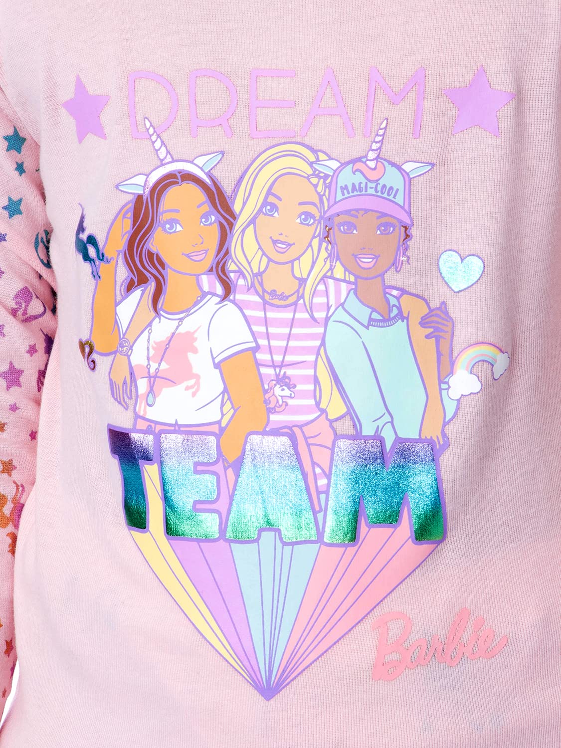 Barbie Dream Team Unicorn Pajama Set for Girls - Soft Sleepwear with Best Friend Theme | Perfect for Sleepovers, Birthday Gifts & Playtime