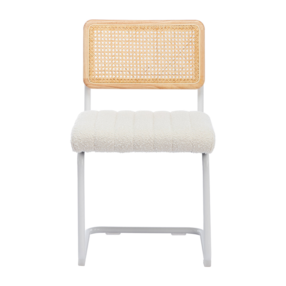 Blake Rattan Boucle Dining Chair - Modern Woven Rattan Accent Chair for Kitchen, Dining Room, or Breakfast Nook - Comfortable & Stylish Seating for Home Decor