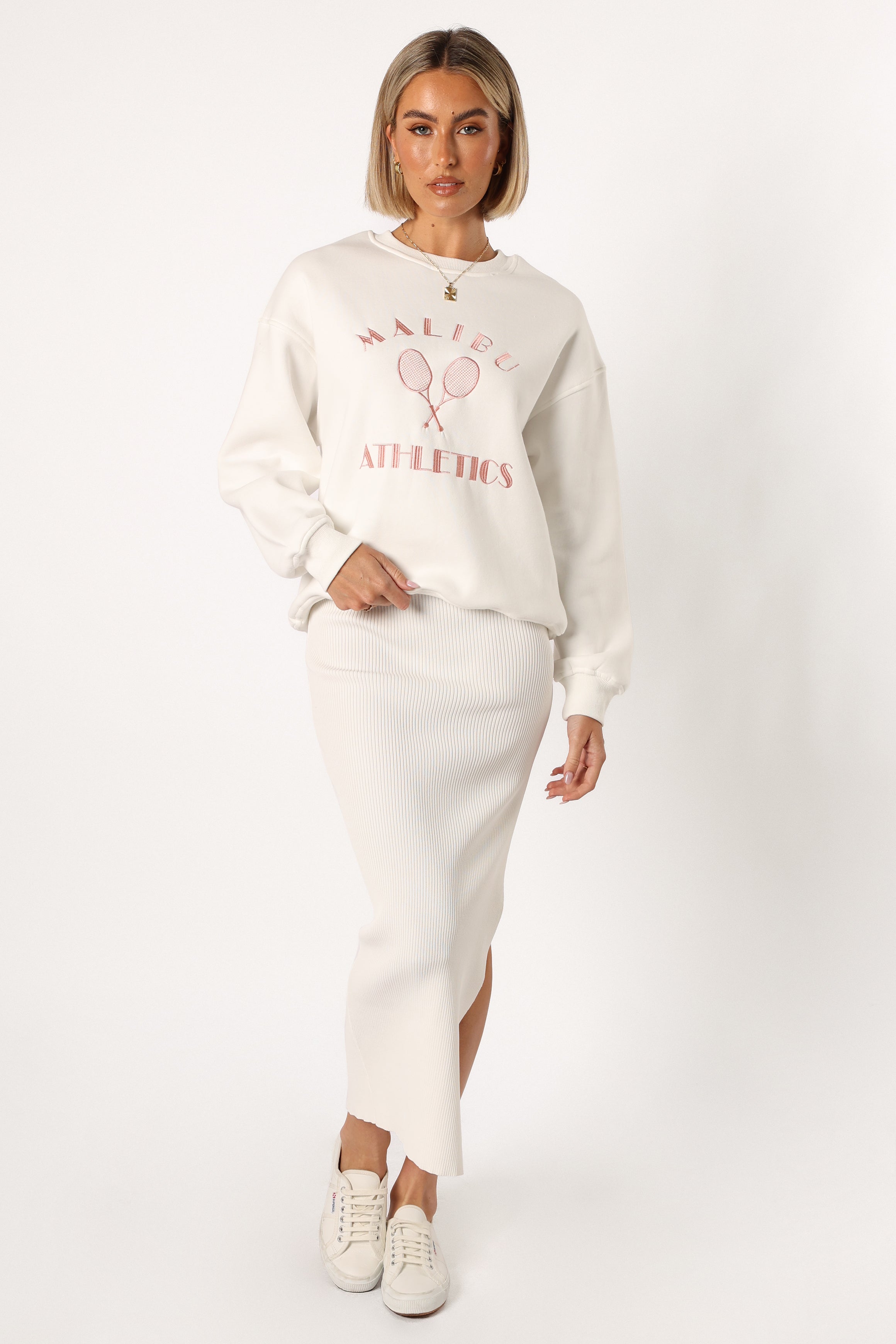 Cielo Malibu Athletics Sweatshirt for Women - Soft Cotton Pullover Hoodie - White - Perfect for Gym, Yoga & Casual Wear