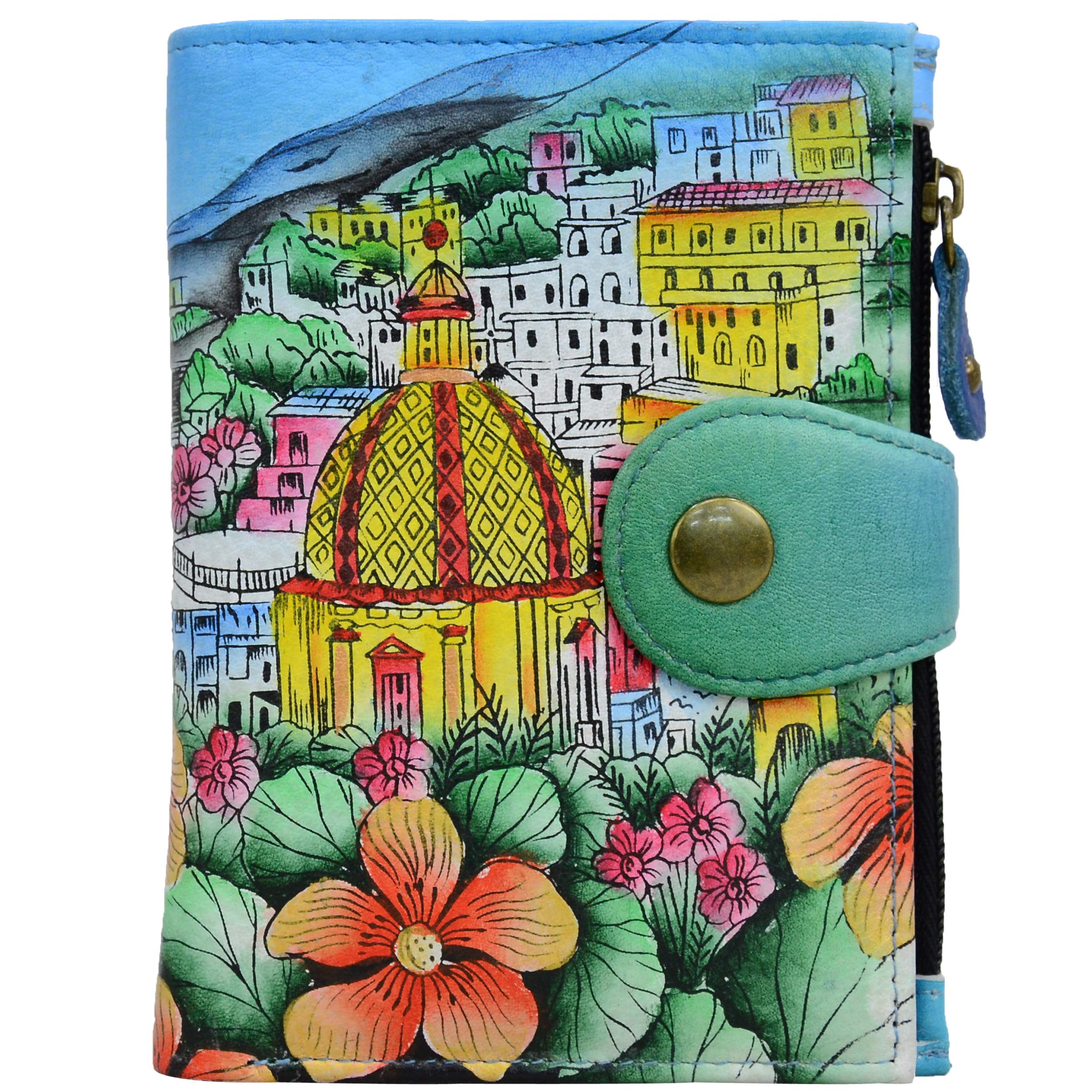 Anuschka Hand Painted Genuine Leather Women's Wallet - Anna Collection - Stylish RFID Blocking Bifold Wallet for Everyday Use, Travel & Gift Giving
