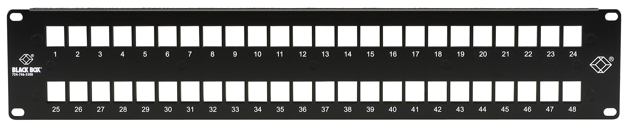 2U 48-Port Black Multimedia Patch Panel for Network Racks