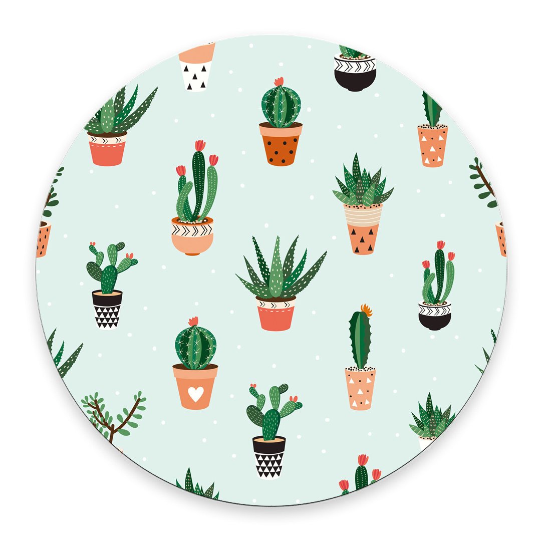 Cacti and Succulents Non-Slip Round Gaming Mouse Pad - Ergonomic Desk Mat for Office, Home & PC Gaming Setup