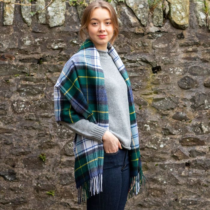 Bobbie Dress Gordon Tartan Lambswool Stole - Elegant Women's Fashion Scarf for Fall & Winter, Perfect for Office, Parties and Holiday Outfits